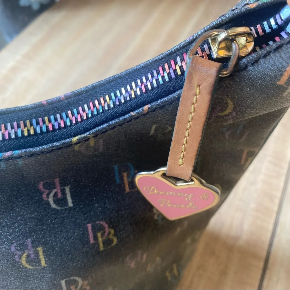 DOONEY & BOURKE Mini Bucket Shoulder Bag Rainbow Monogram Vintage Handbag Heart - Picture 10 of 12